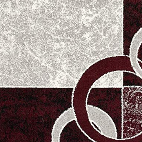 10' Red And White Abstract Runner Rug